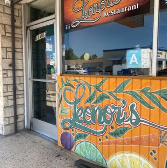 Leonor's Vegetarian Mexican Restaurant located in North Hollywood. Beautiful flower mural in the front. Mexican art